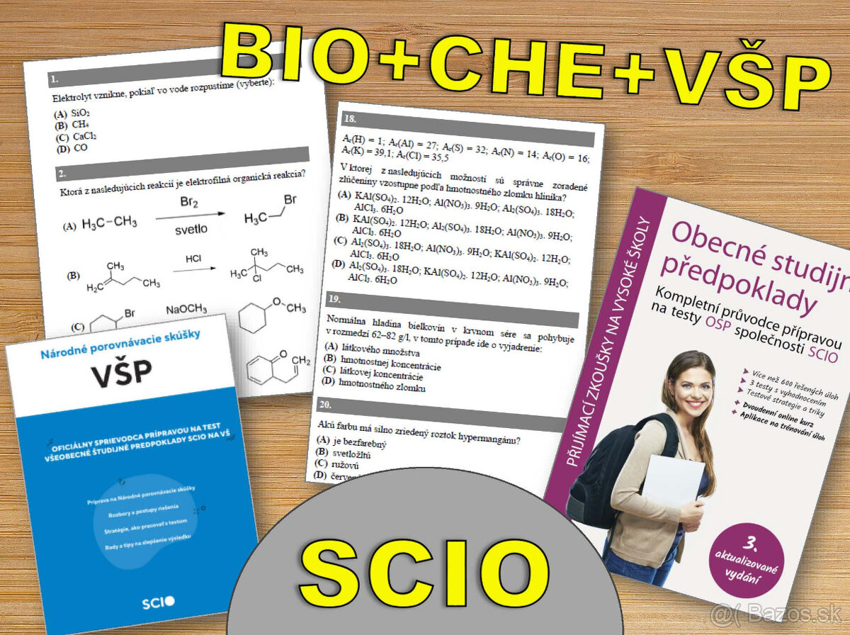 SCIO - testy, BIO, CHE, VŠP, príprava z biológie,
