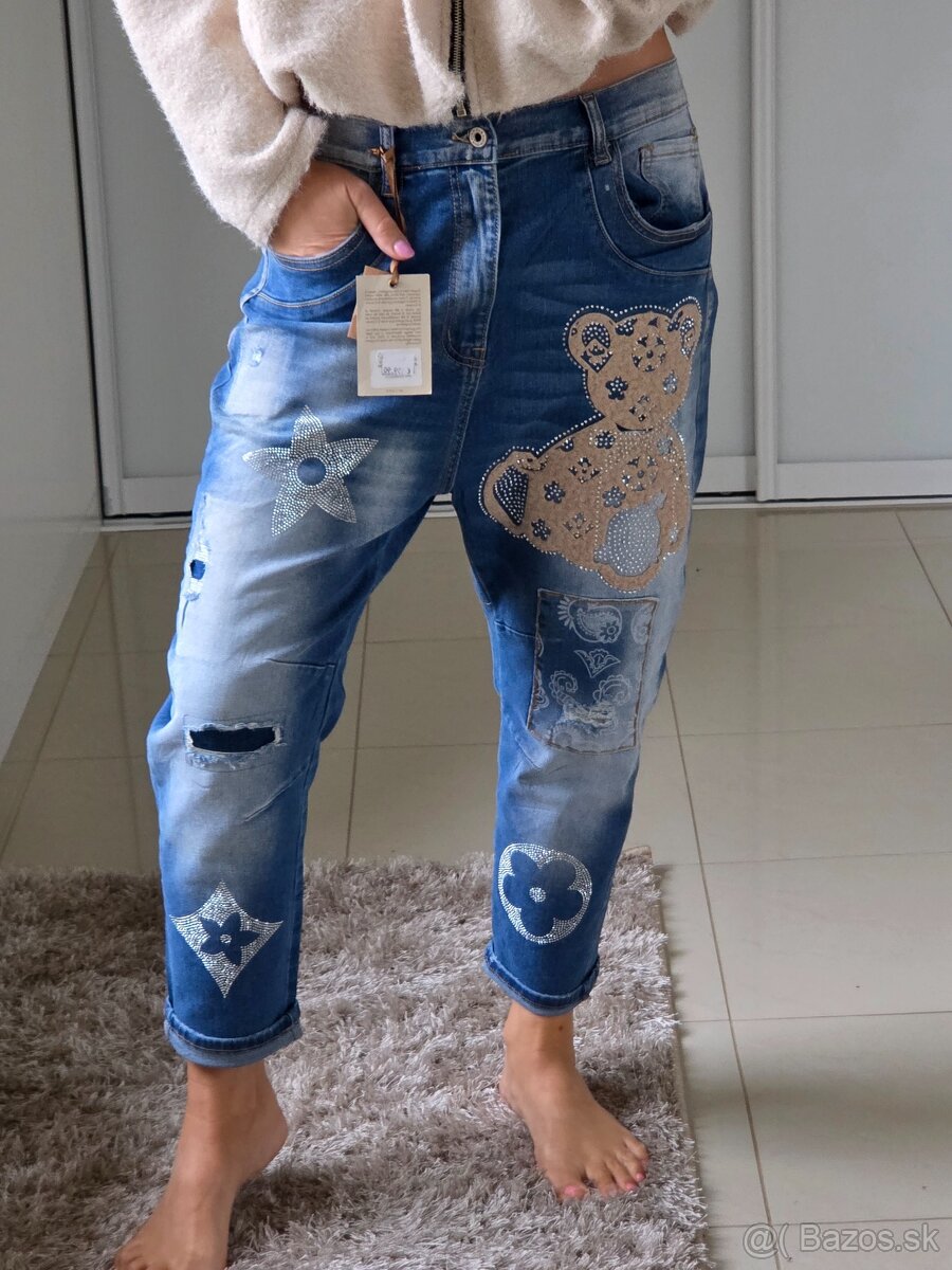 Nové boyfriend elastické rifle, džínsy vel. L