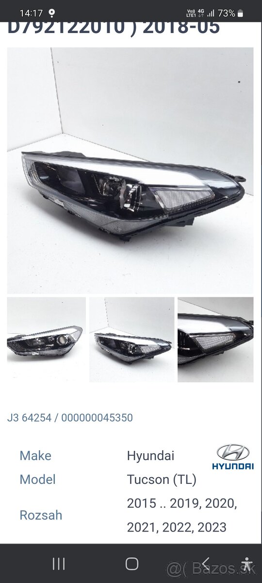 HYUNDAI TUCSON PREDNÉ LAVÉ SVETLO