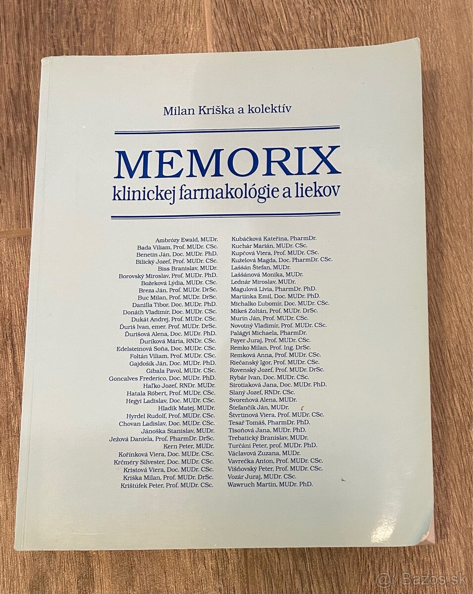Memorix klinickej farmakológie a liekov