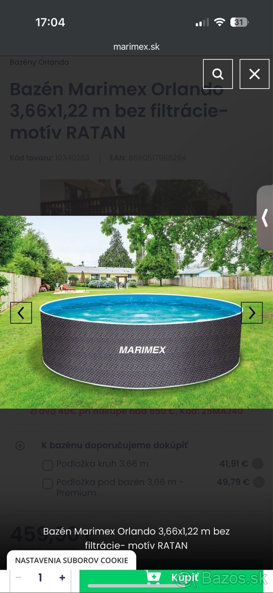 Bazen Marimex Orlando 3,66 x 1,22 m Ratan