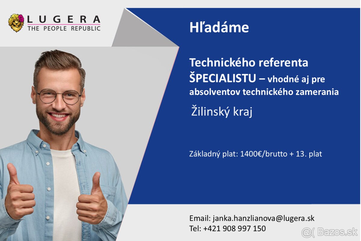Technický referent – ŠPECIALISTA – vhodné aj pre absolventov