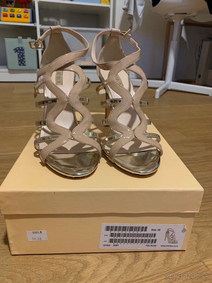 Spolocenske sandale 10cm opatok vel. 38