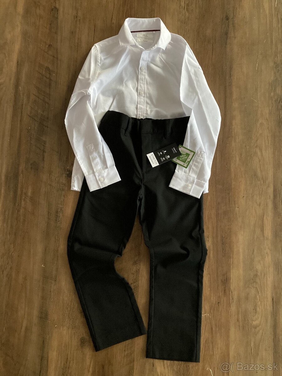 NEXT - čierne formálne nohavice rovného strihu plus biela el