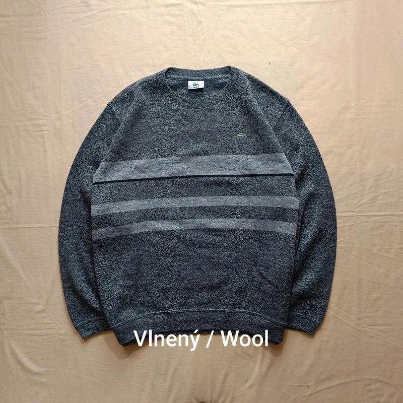 Vintage Lacoste sivý vlnený sveter vlna wool L
