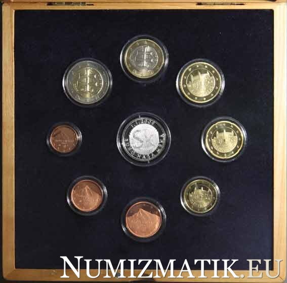 Sada mincí SR 2009 -Prvý súbor slovenských mincí,Proof,Drevo