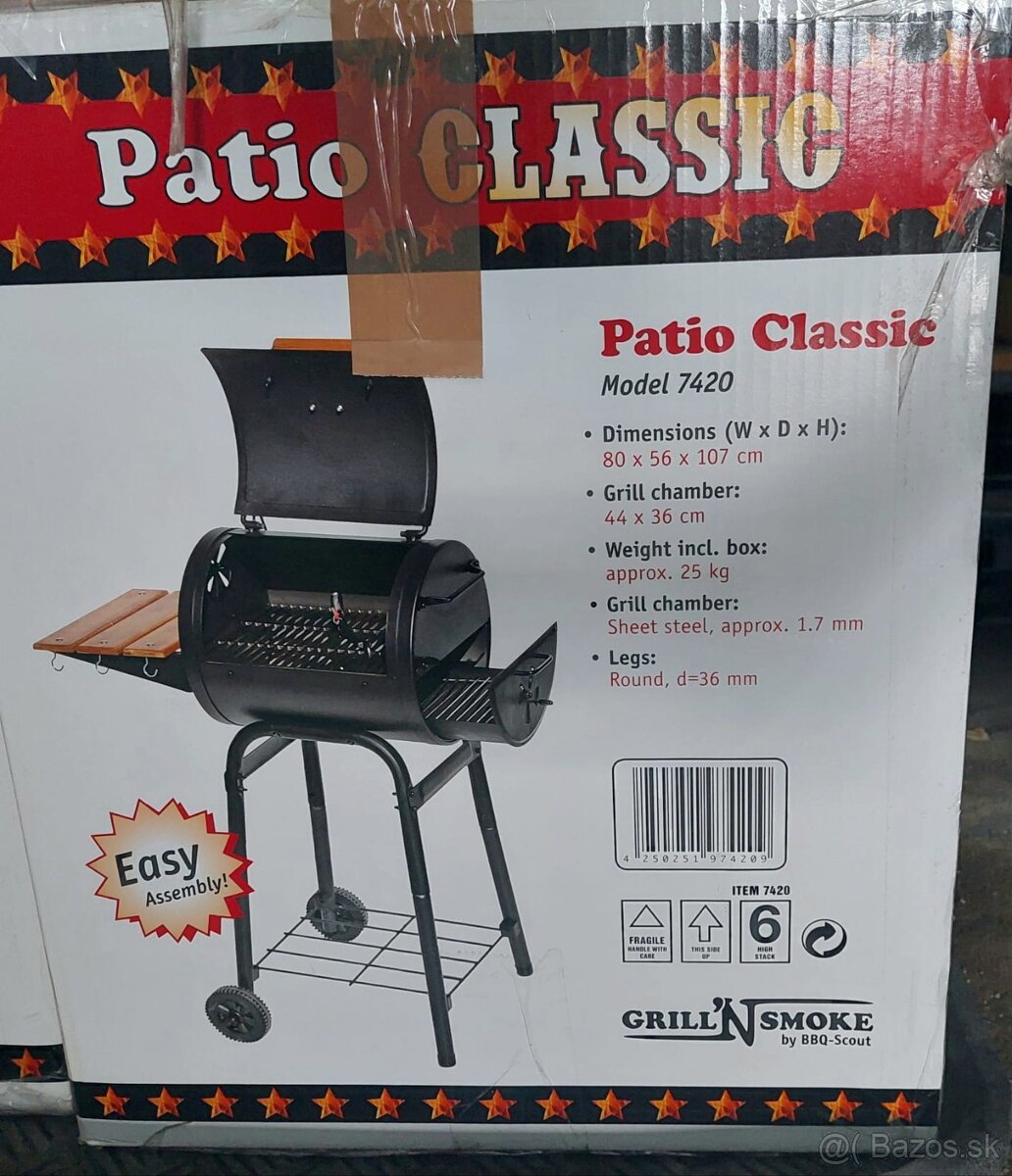 GRIL NA DREVENÉ UHLIE - NOVÝ, PATIO CLASSIC