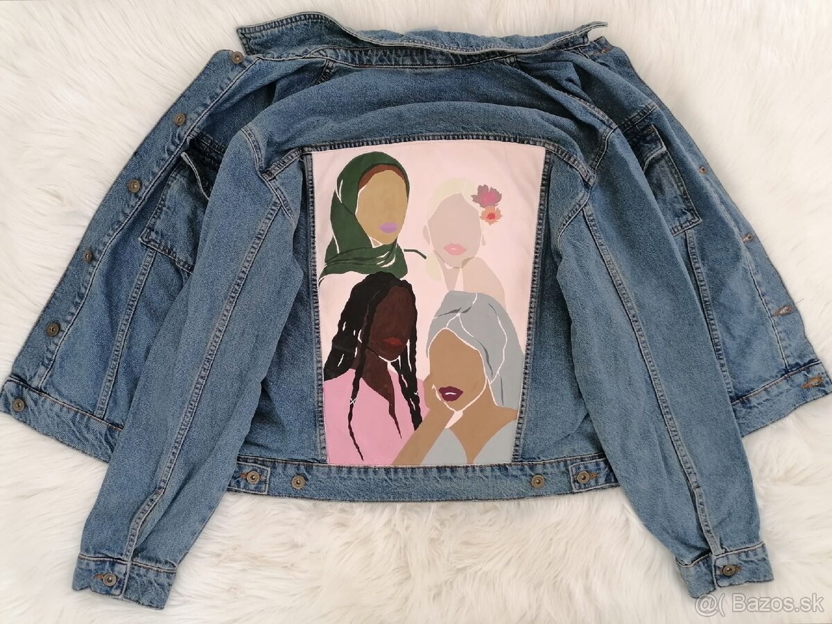 Ručne maľovaná riflová bunda