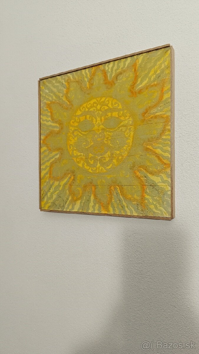 Magické slnko originál drevený obraz bukové drevo bohoo