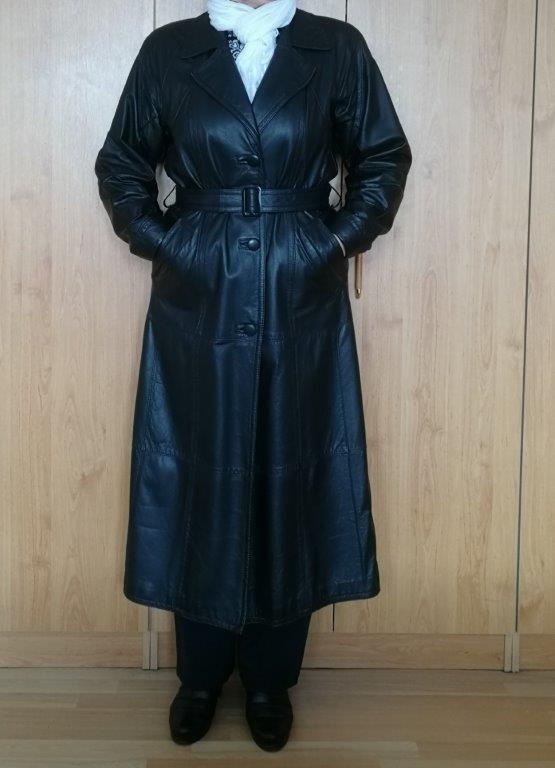 Luxusný kožený kabát v. 42/44 /+ 4 oblečenia zadarmo: modré