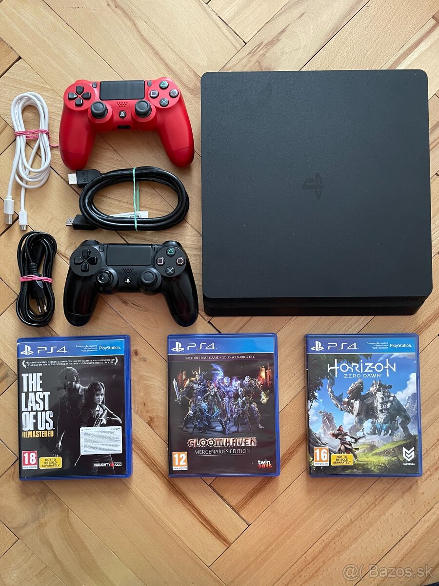 PS4 SLIM 1TB (2 ovladace / 3 hry)