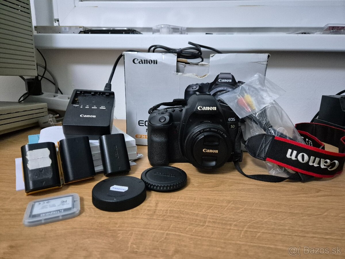 Canon 5D Mark II + 50mm f1.8 STM a príslušenstvo