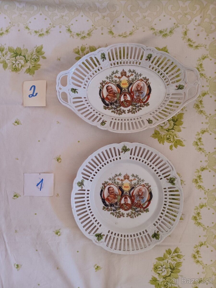 Porcelánové talíře - Franz Josef, Wihelm II., Rakusko Uhors