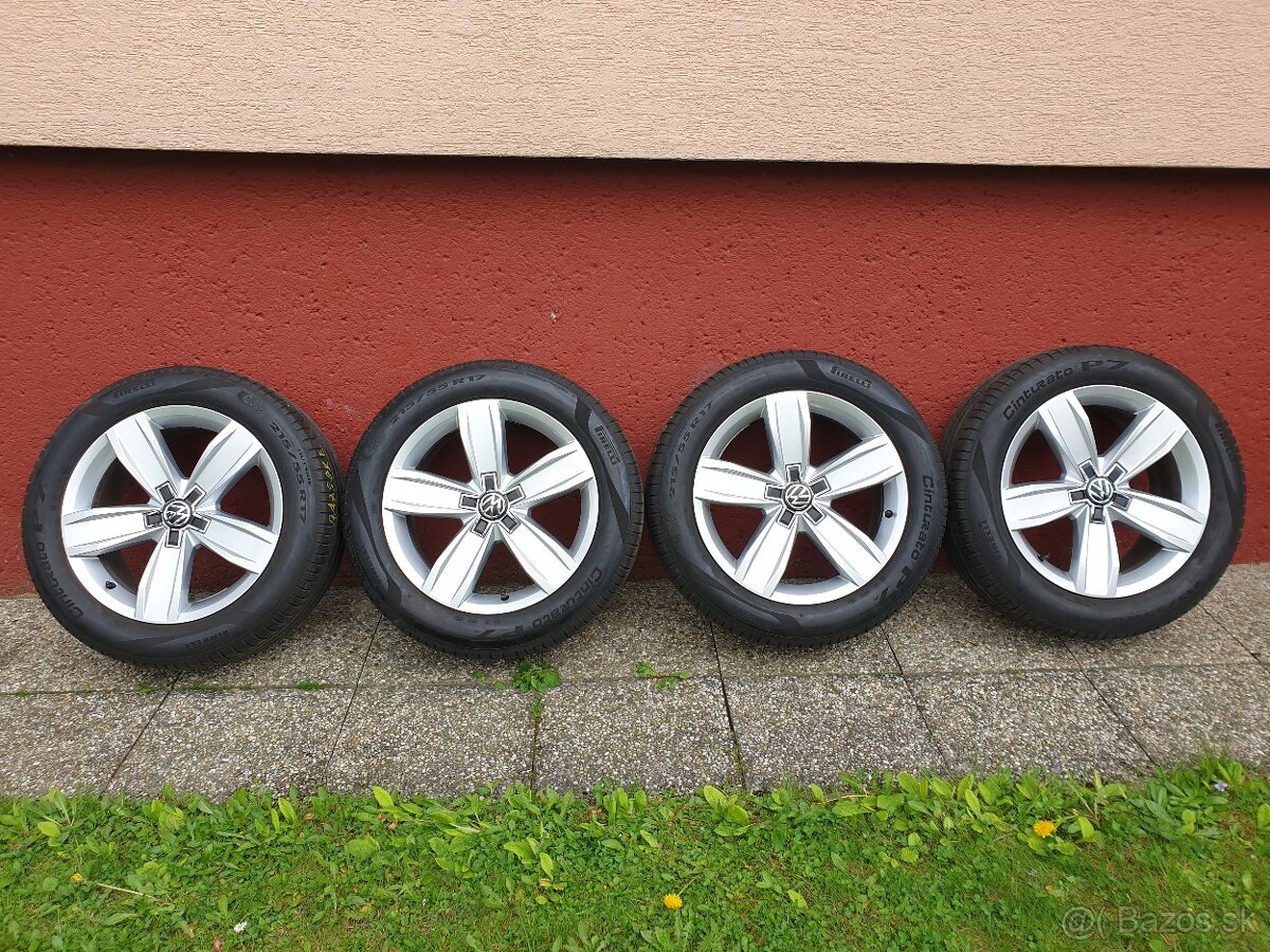 Alu disky VW 5x112 R17 + Letné pneu 215/55 R17
