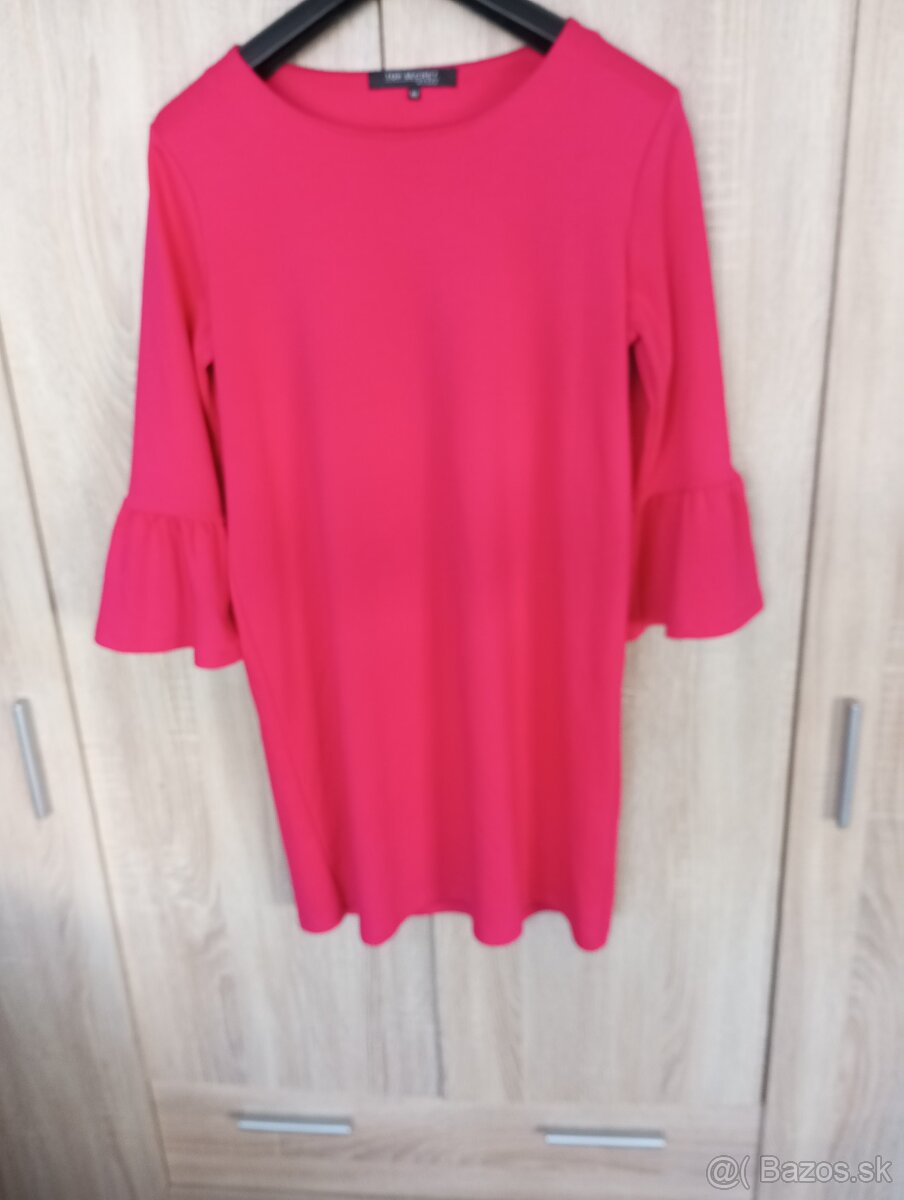 Ružové dámske šaty dlhý rukáv L/xl