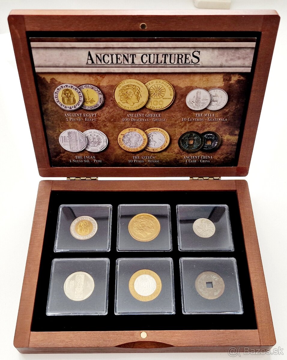 Starožitné mince ANTICKÉ KULTÚRY v original drevenej Etue.