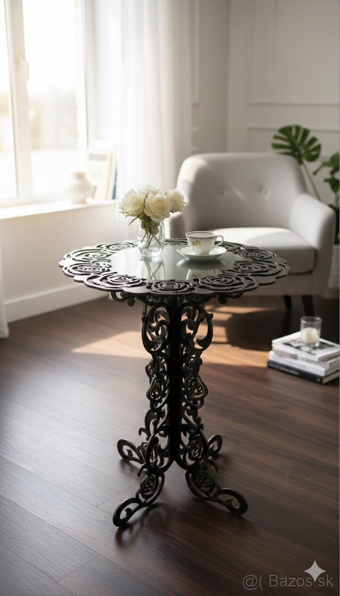 Luxusný kovový stolík „Rose“ – Masívna oceľ