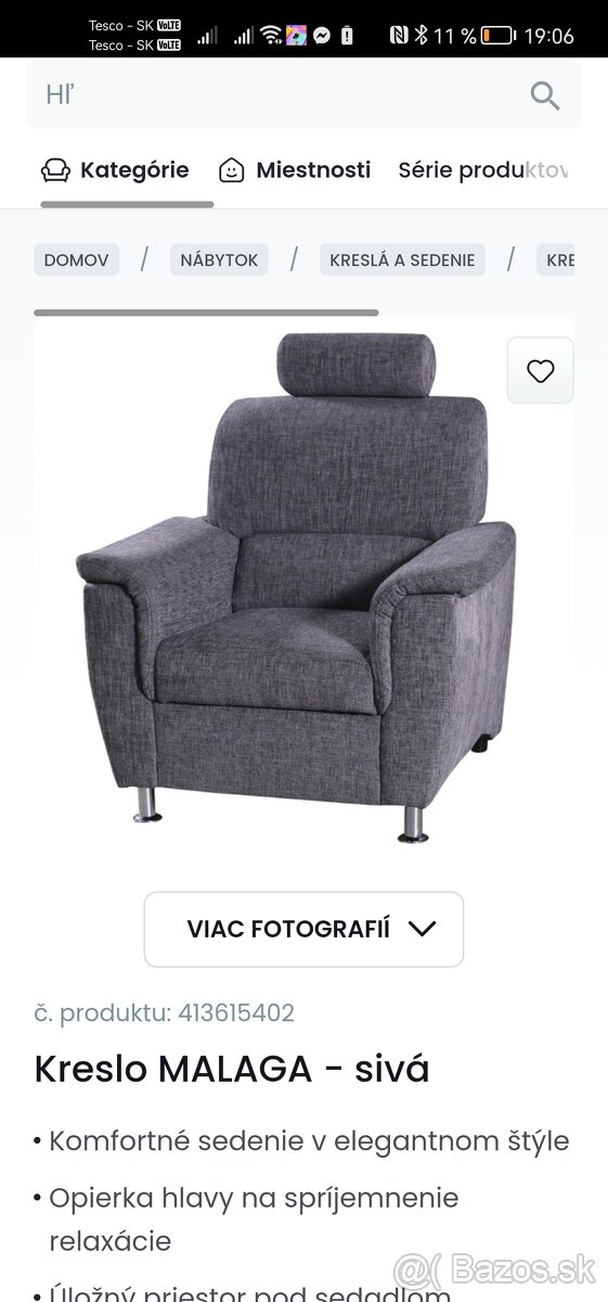 Dopyt Kreslo tmavo sive znacka Malaga