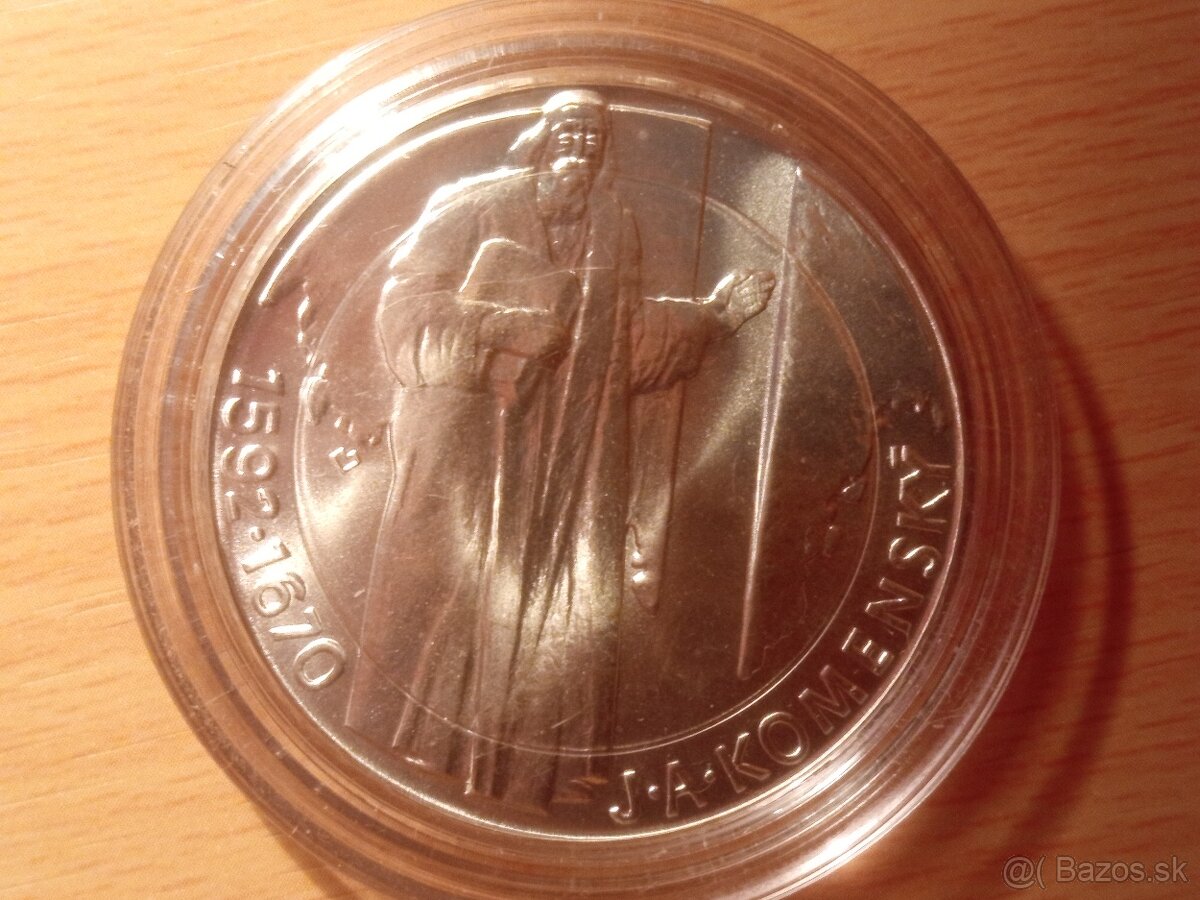 Ján Amos Komenský 500 Kčs 1992 – Investičné striebro