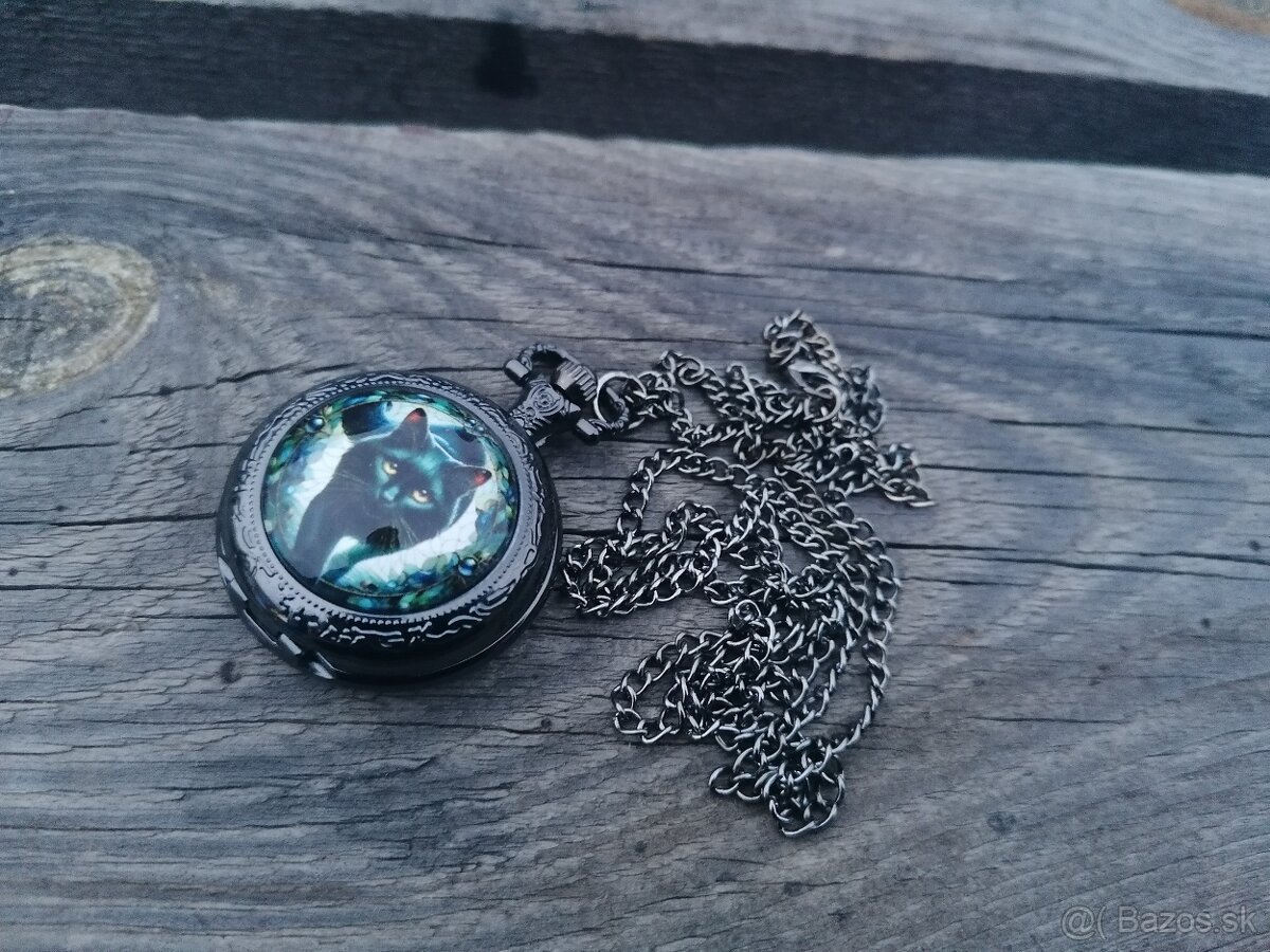 Čierna mačka vreckové hodiny