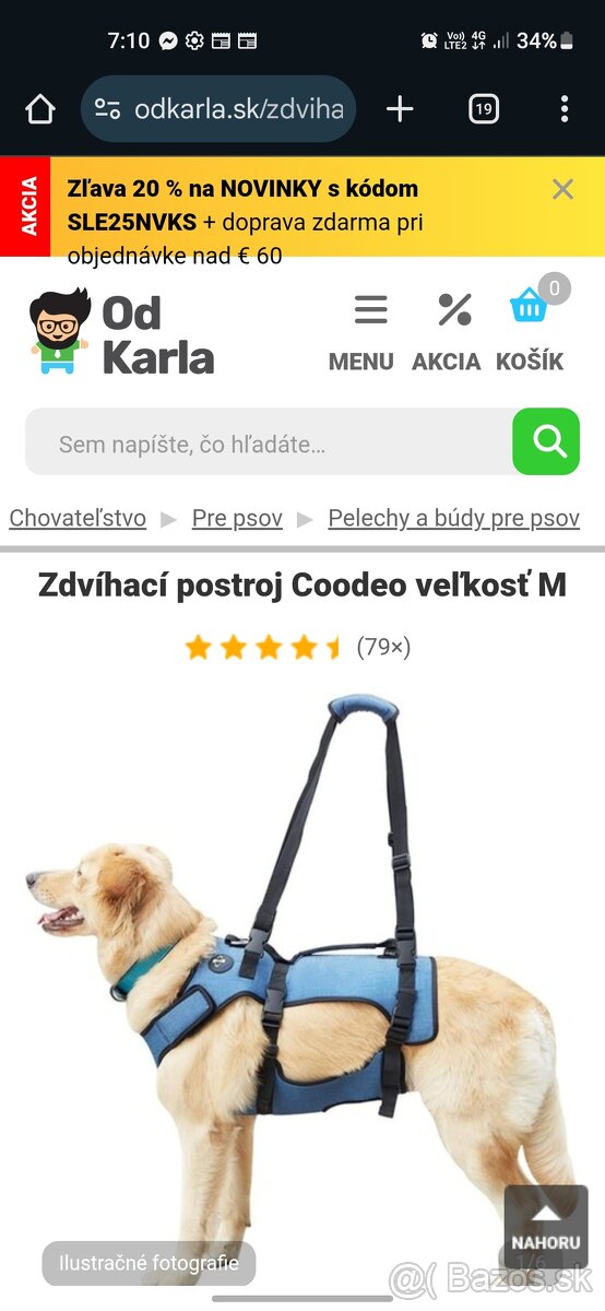 Rehabilitačny postroj pre psa