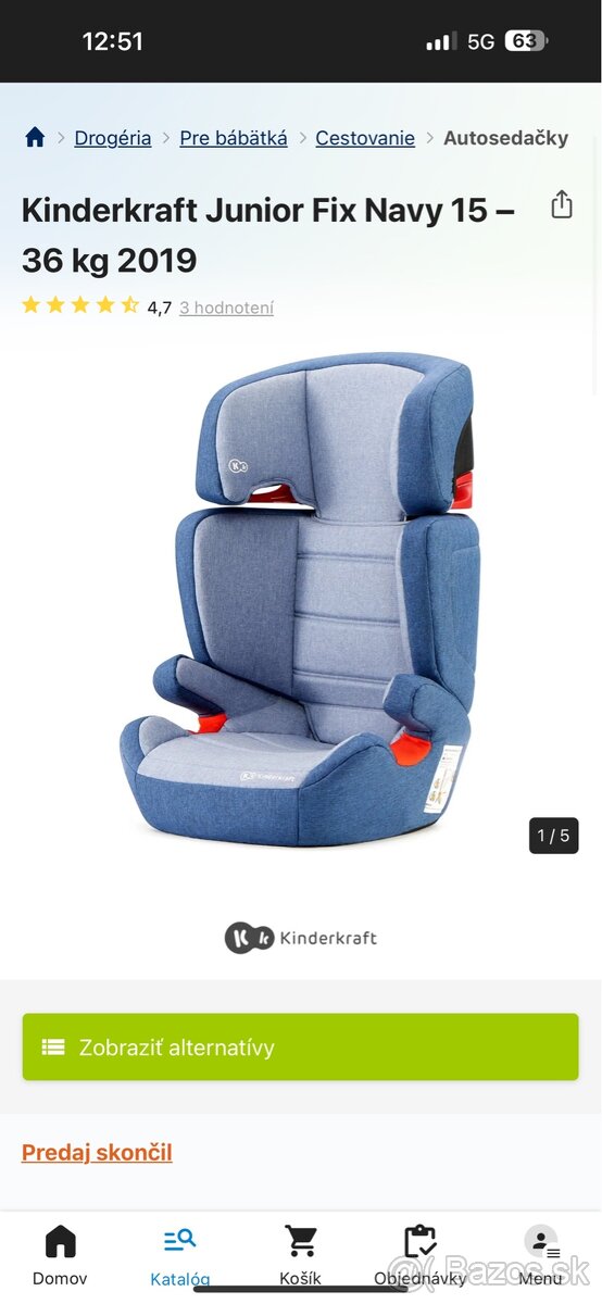 Autosedačka KinderKraft Junior fix 15 - 36 kg