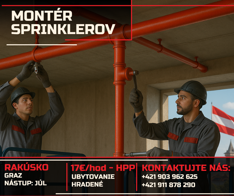 Montér požiarnych hlásičov/sprinklerov - Rakúsko - Graz