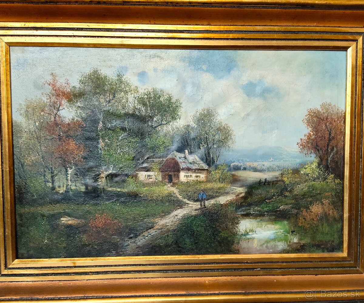 Obraz krajiny - starožitnosť