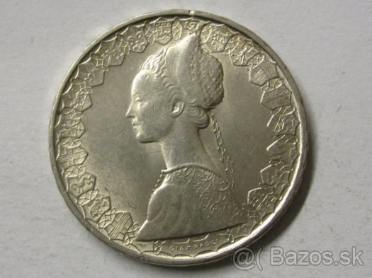 Strieborná minca Taliansko, 500 Lír 1966