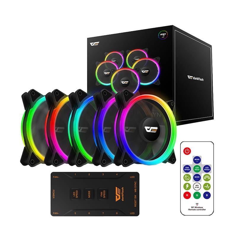 Predám 5x RGB ventilátory DarkFlash DR12 Pro – komplet set