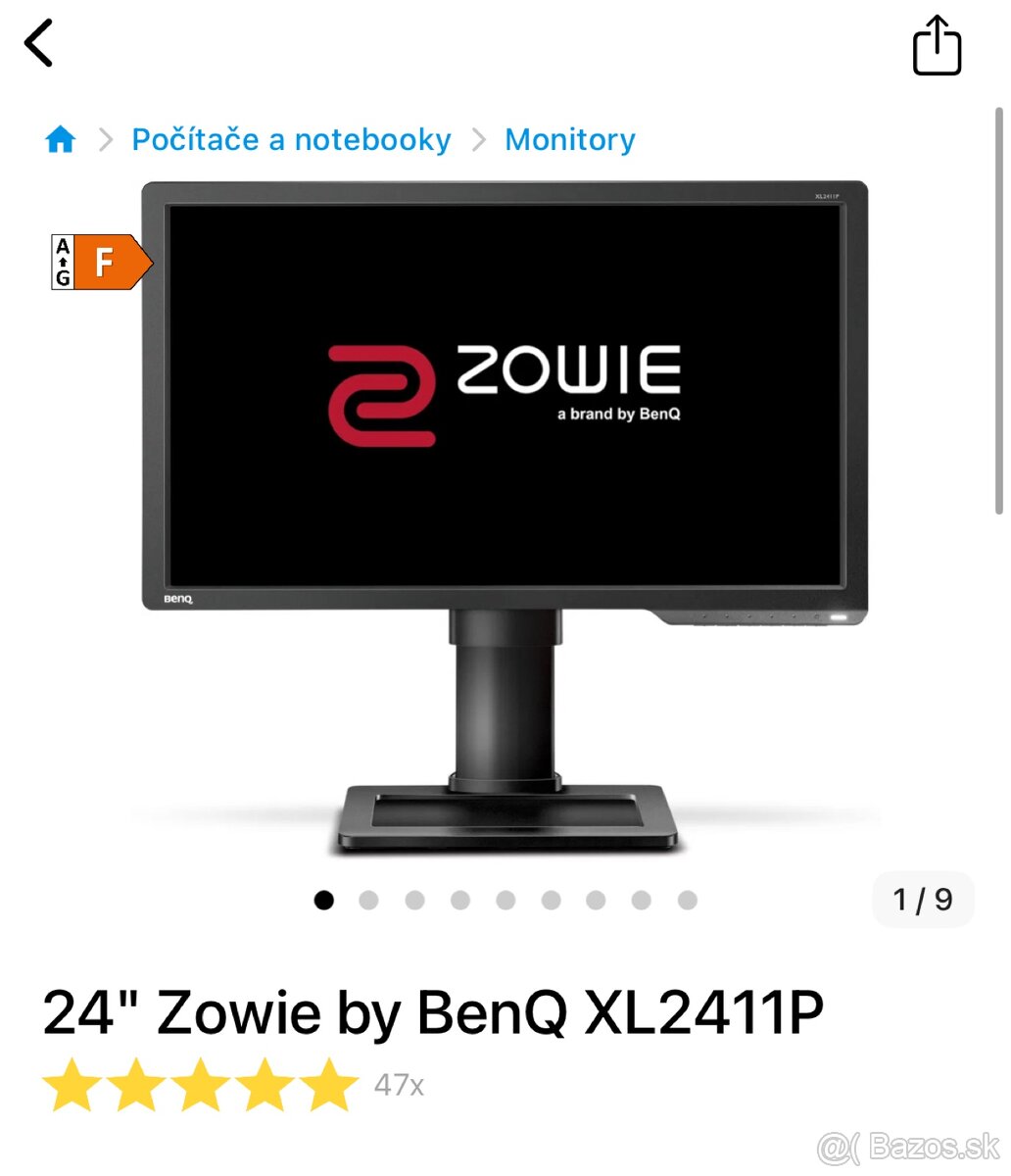 144hz Herný monitor Zowie by BenQ XL2411P