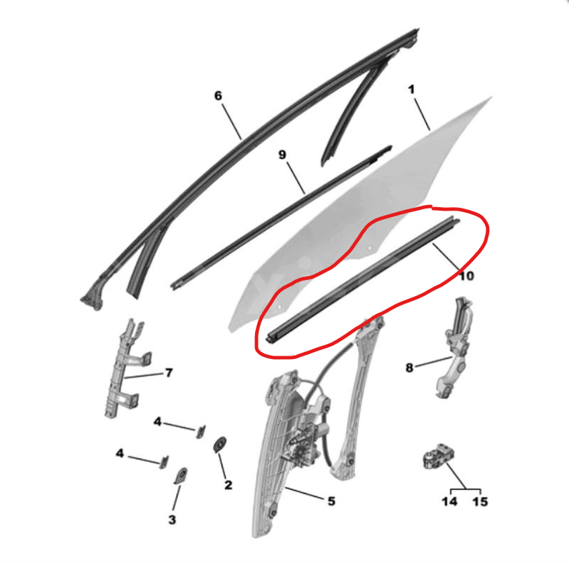 Vnútorná lišta okna Peugeot 208 9823196980