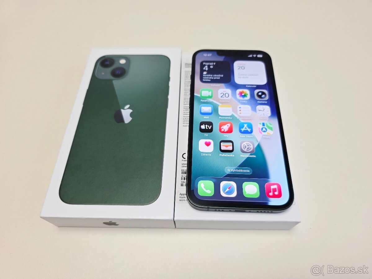 APPLE IPHONE 13 128GB GREEN,ZDRAVIE BATERKY 100%