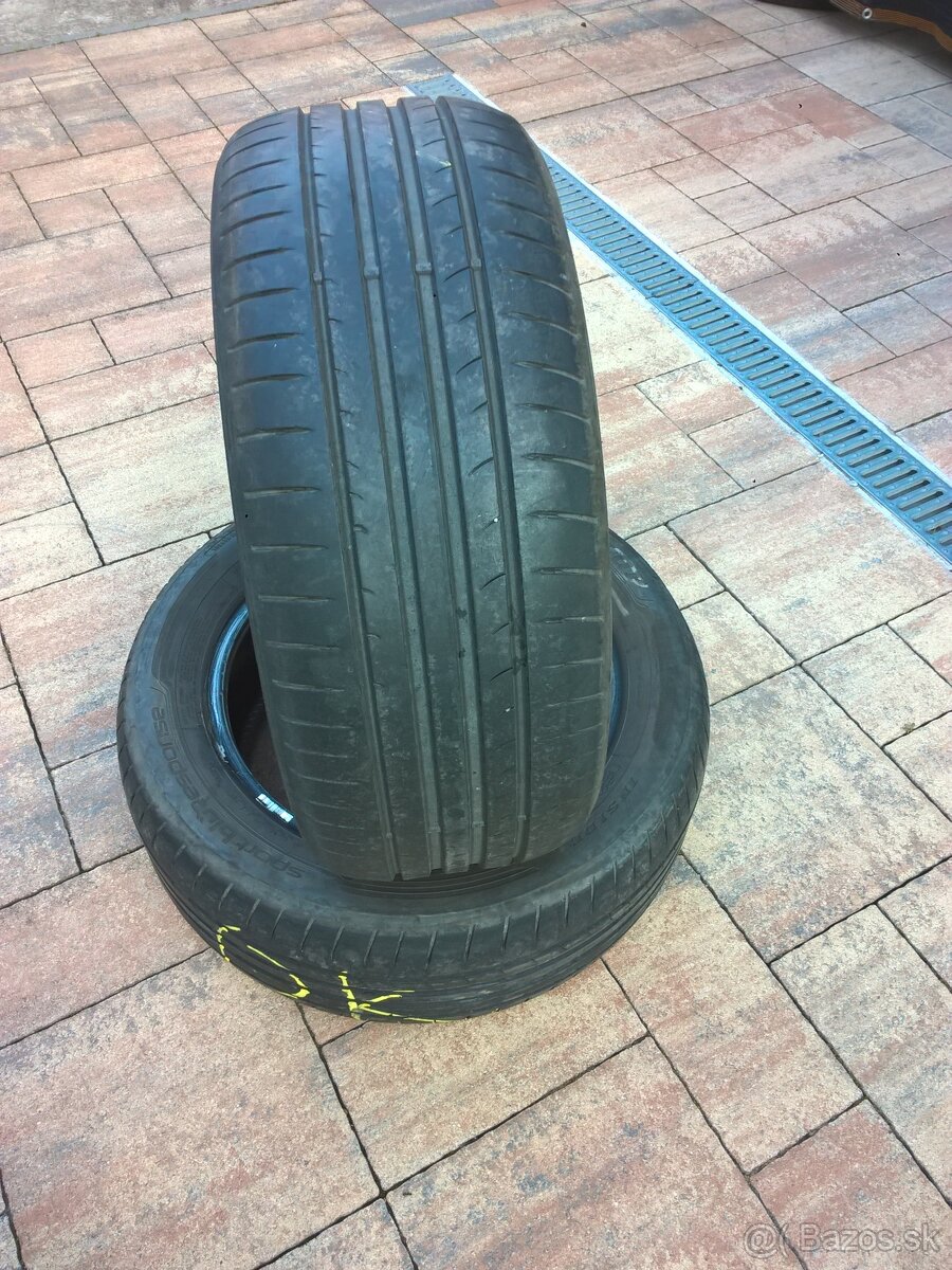 2 ks LETNÉ 215/55 R16 93V DUNLOP cca 6-7 mm - LEN 29,99€/kus