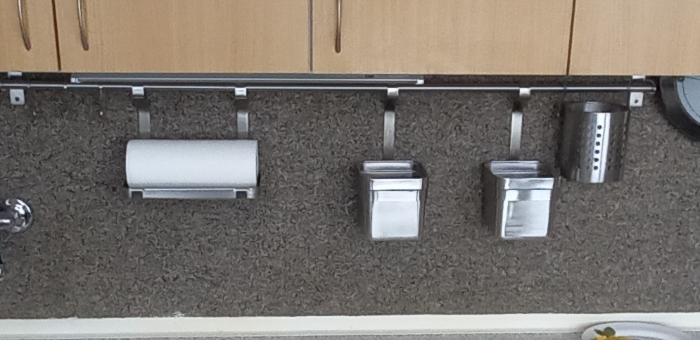 Koľajnička, háky, nádoby, nehrdzavejúca oceľ, 112 cm