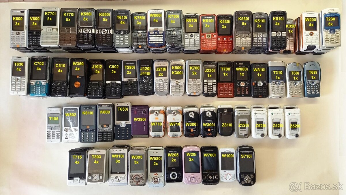 SONY ERICSSON ZBIERKA Rôzne Druhy 160ks