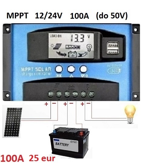 Novy Solarny regulator MPPT- 100A (do 50 Voltov)