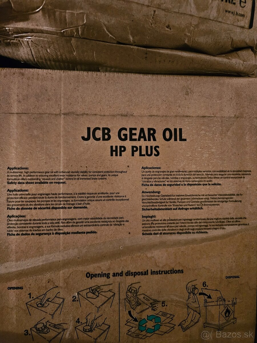 JCB originálne oleje – ATF, GEAR OIL HP PLUS, HP 90 – 20L ba