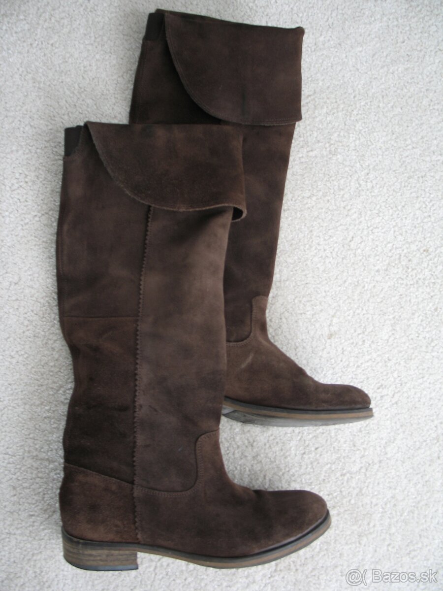 HILFIGER hnedé kožené dámske čižmy v.39