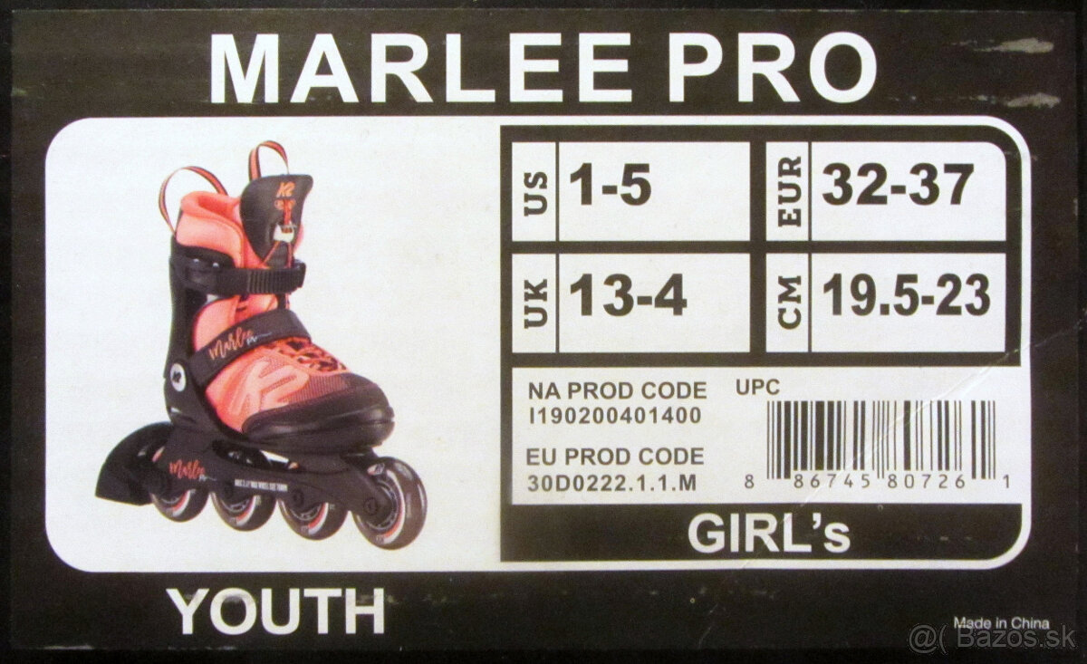 K2 MARLEE PRO Kids Inline Skate 32-37 - NOVE