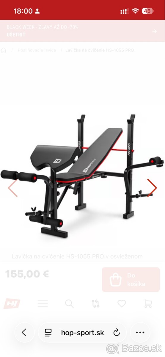 Posilňovacia lavička Hop-Sport HS-1055HB s bicepsovým pultom