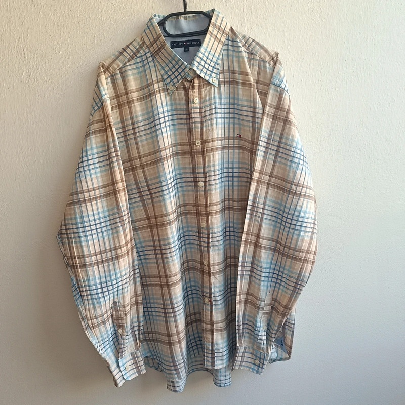 Tommy Hilfiger pruhovaná košeľa s dlhým rukávom kockovaná XL