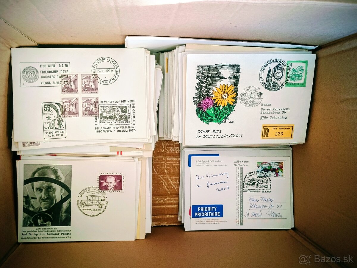 Krabica FDC Rakúsko + prešlá pošta
