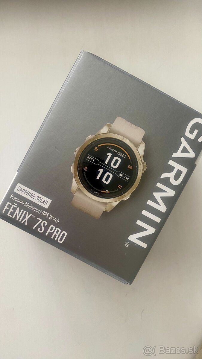 Garmin fenix 7S Pro Sapphire Solar hodinky, Soft Gold Stainl