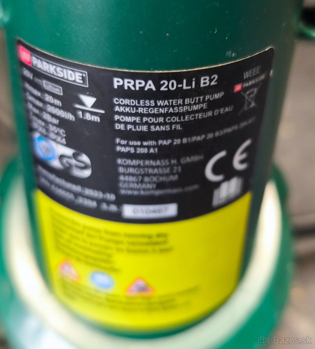PARKSIDE AKU ponorné čerpadlo PRPA 20-Li B2 20V