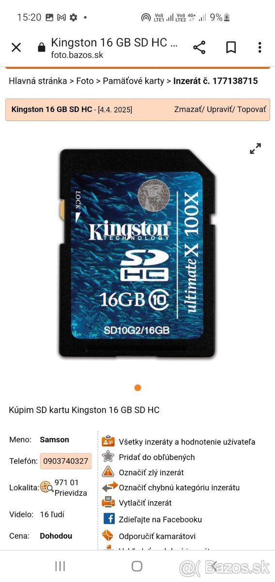 Kúpim SD kartu.
