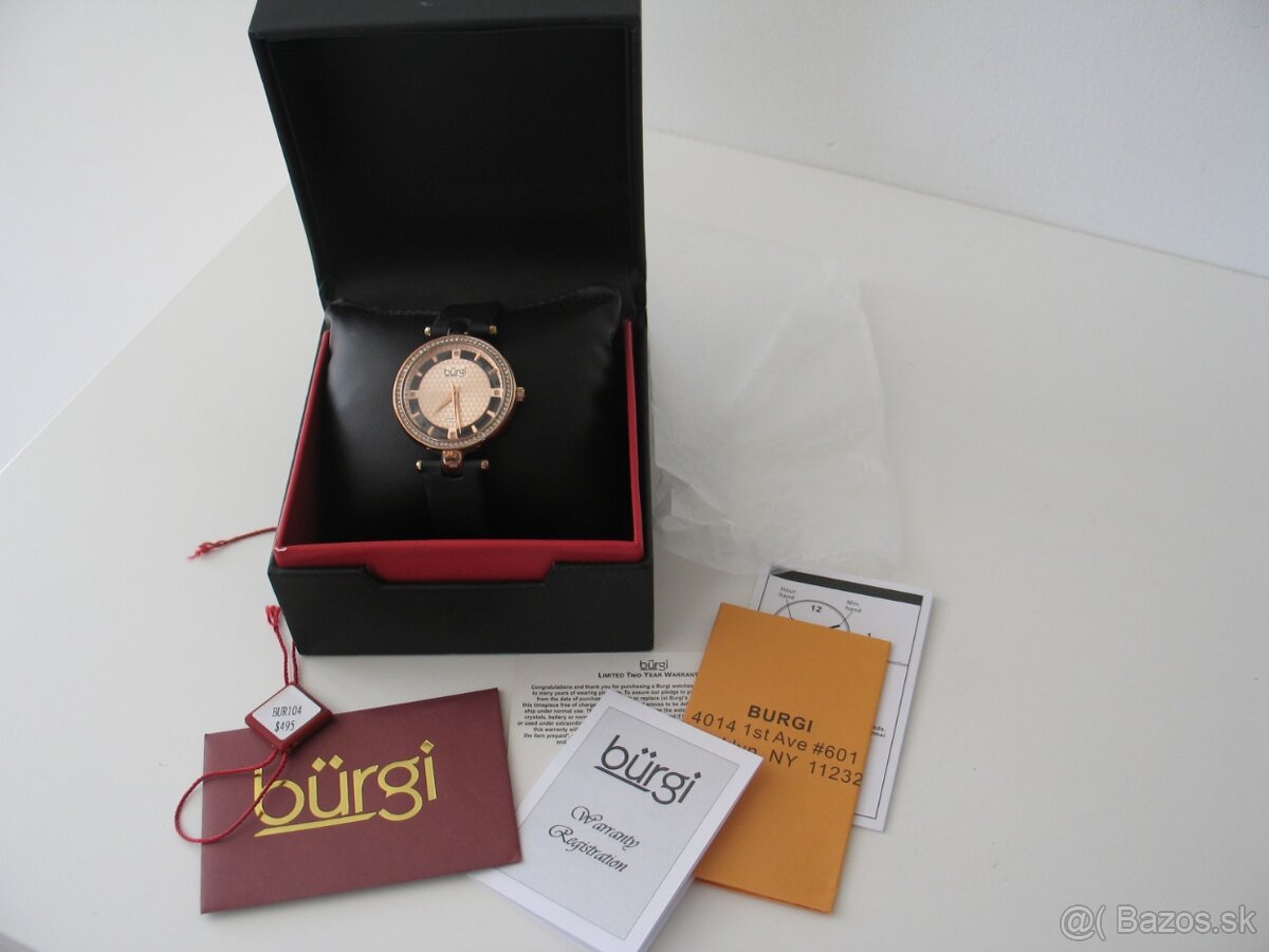 BURGI hodinky so 4 DIAMANTMI , PC 495 USD Nové