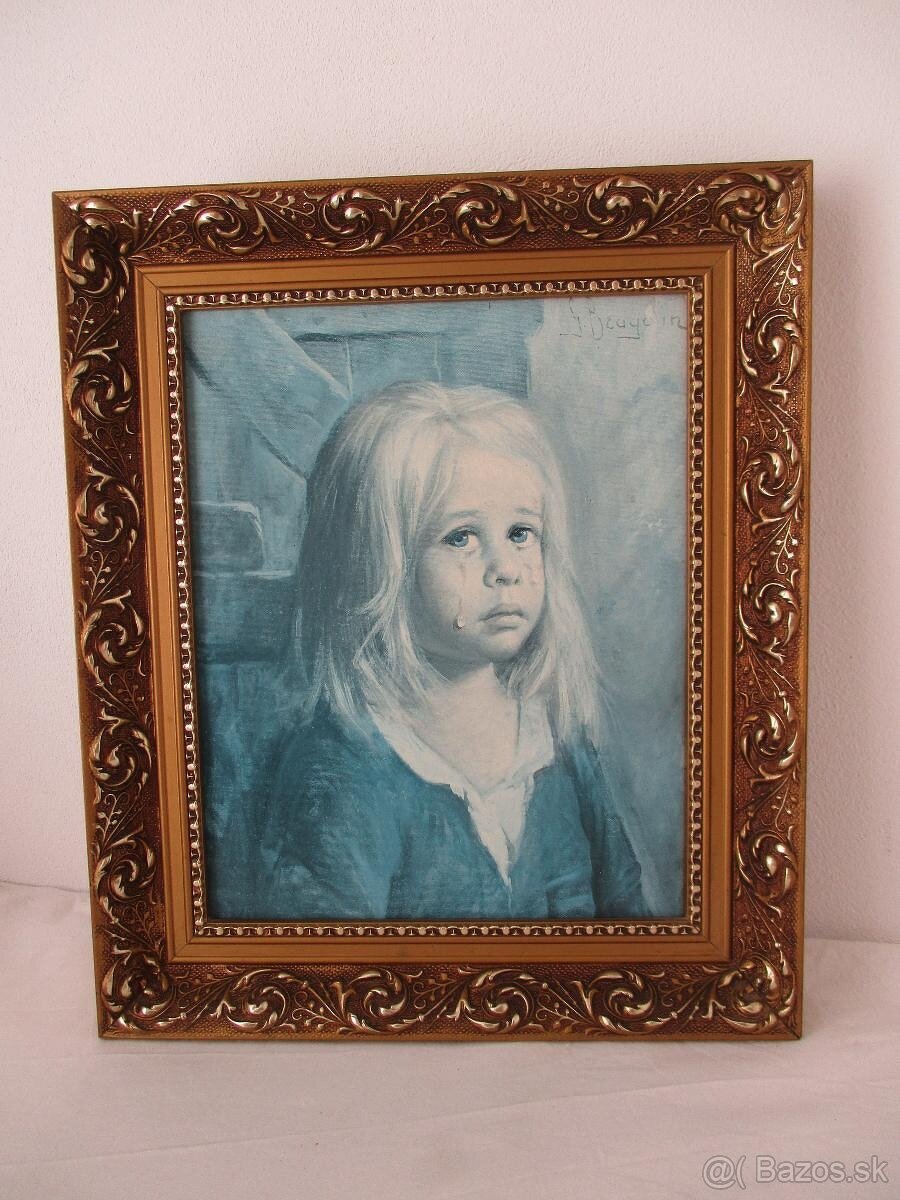 Obraz - Plačúce dievča Bragolin s krásnym rámom