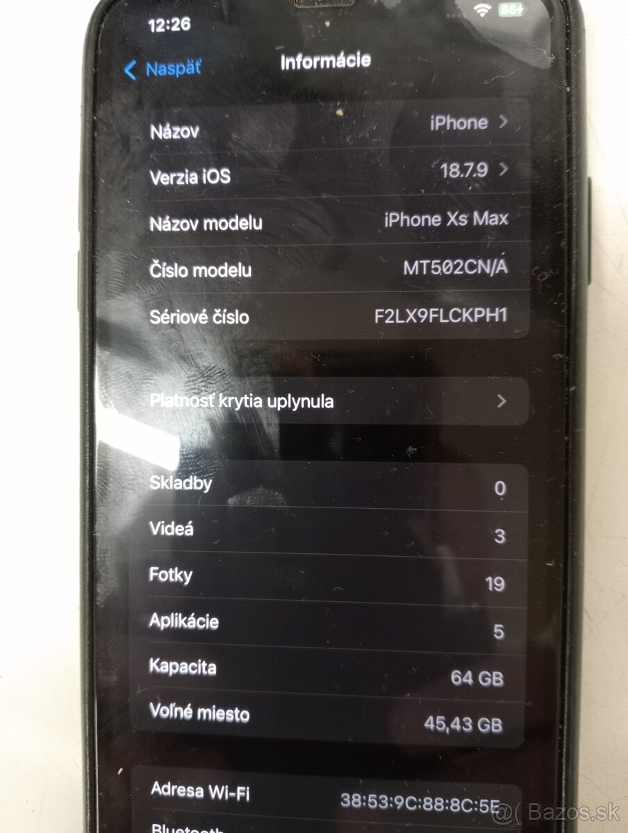Apple iPhone XS Max 64 GB – batéria 83 %