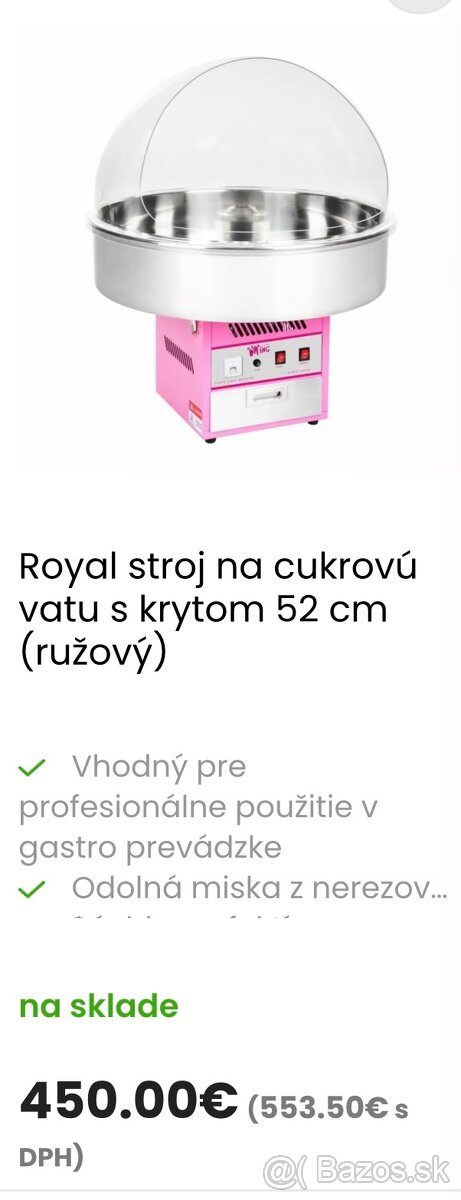 Stroj na výrobu cukrovej vaty - nový Aj s krytom.